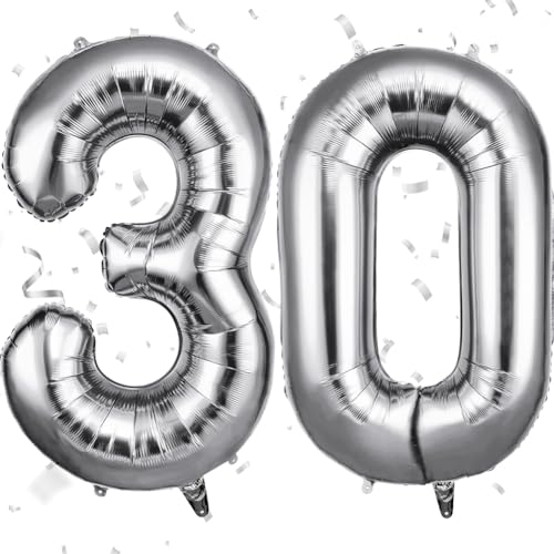 OFFCUP Zahlen Luftballon Silber, Folienballon Zahl 30, 40 Zoll Helium Ballons Geburtstagsdeko Mädchen Junge Kindergeburtstag Party Deko Ballon Zahl Deko zum Geburtstag Silvester Neujahr OFFCUP Zahlen Luftballon Silber, Folienballon Zahl 30, 40 Zoll Helium Ballons Geburtstagsdeko Mädchen Junge Kindergeburtstag Party Deko Ballon Zahl Deko zum Geburtstag Silvester Neujahr von OFFCUP