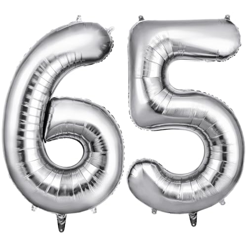 OFFCUP Zahlen Luftballon Silber, Folienballon Zahl 65/56, 40 Zoll Helium Ballons Geburtstagsdeko Mädchen Junge Kindergeburtstag Party Deko Ballon Zahl Deko zum Geburtstag Silvester Neujahr OFFCUP Zahlen Luftballon Silber, Folienballon Zahl 65/56, 40 Zoll Helium Ballons Geburtstagsdeko Mädchen Junge Kindergeburtstag Party Deko Ballon Zahl Deko zum Geburtstag Silvester Neujahr von OFFCUP