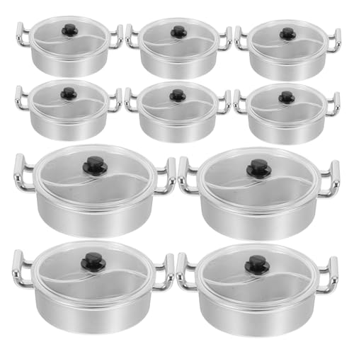 10 Stück Puppenhaus Teiliges Hot Pot Kochgeschirr für Kreative Rollenspiele Realistische Miniaturküche Einfache Fördert Fantasie und Interaktion Puppenküchen Zubehör von OFFIGAM