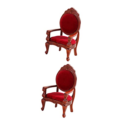 OFFIGAM Elegante 2 Stücke Rot Miniatur Holz Stuhl Dekorative Mini Ornament Maßstab 1:12 Spielzeug von OFFIGAM