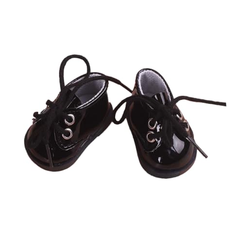 OFFIGAM 1 Paar Miniaturisierte Schwarze Lederschuhe für Puppen Handgefertigte Stoffschuhe Puppenzubehör für Puppen Langlebige und Dekoration für Puppenhäuser von OFFIGAM