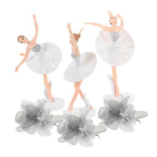 OFFIGAM 1 Satz 6 Stk Ballettmädchen-Ornamente Frauen Geburtstagstorte Figur Hochzeit Figuren Tortendeko Ballett Tortenfigur Ballett Kuchendekorationen Kuchen Zubehör Gittergewebe Weiß von OFFIGAM