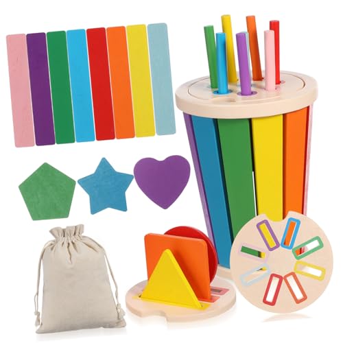 OFFIGAM 1 Satz Farben und Formen Sortierspielzeug aus Holz Montessori Lernspiel für Vorschulkinder Formen Fördert Kognitive Entwicklung und Sensorisches von OFFIGAM