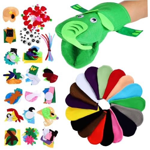 OFFIGAM 1 Satz Handpuppen Bastelset aus Filz DIY Handpuppen Kit mit Pompoms Augen für Rollenspiele Kreatives Bastelzubehör für Erwachsene von OFFIGAM