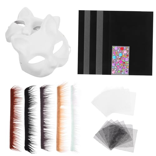 OFFIGAM 1 Satz Katzenmaske Diy Set Set Leere Masken für Maskerade Bastelmasken für Kreative Kostüme mit Dekorativen Zubehörteilen für Fasching und Karneval von OFFIGAM