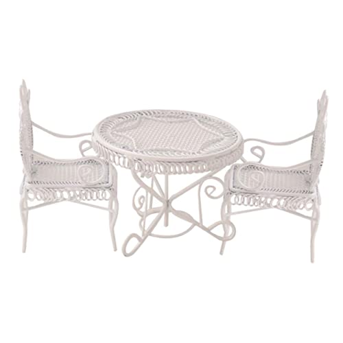 OFFIGAM 1 Satz Mini-Couchtisch Esszimmertischdekoration Kindertisch und Stühle Mini-Zubehör kleinmöbel stafellein Miniatures mini Tischmodellverzierung Schmiedeeisen Weiß von OFFIGAM