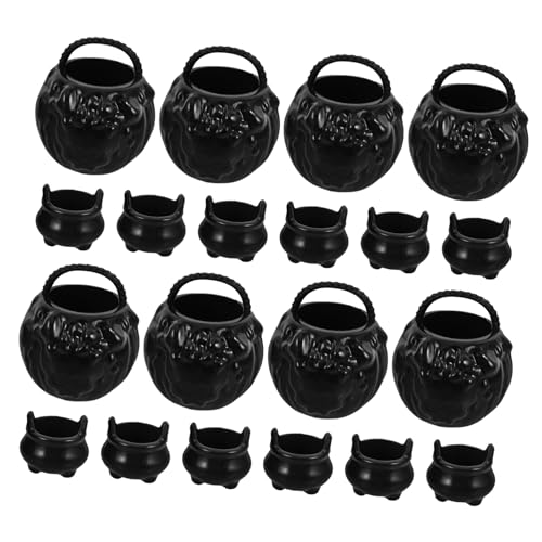 OFFIGAM 1 Satz Mini-Hexenfasskessel Halloween Eimer Ornament zauberin Festival puppenhaus zubehör wasserkocher mini übertopf Miniatur-Handwerk Miniatur-Kesseltöpfe Plastik Black von OFFIGAM