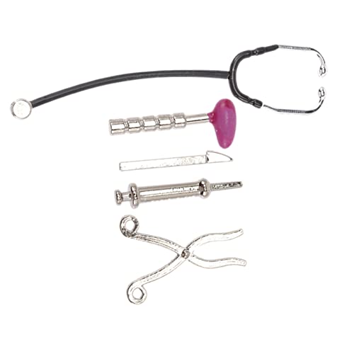 OFFIGAM 1 Satz Mini-arztanzug Simulierte Arztwerkzeuge Simuliertes Arztkit Simulierte Arztausrüstung Kinderarzt-spielset Miniaturspritze Simuliertes Arztstethoskop Legierung von OFFIGAM