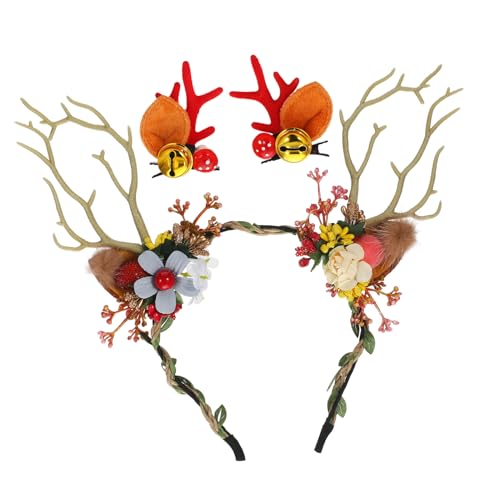 OFFIGAM 1 Satz Rentier Geweih Stirnband mit Haarklammern Lustiges Accessoire für Cosplay Halloween und Festliche Feiern von OFFIGAM