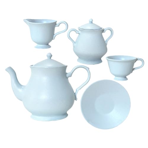 OFFIGAM 1 Satz Satz Tee Set puppenhaus Geschirr puppenhaus küchenzubehör Puppenhaus Zubehör Puppenhaus Dekoration Teetassen Mini-Hausteetasse Mini-Teetasse Legierung Sky-Blue von OFFIGAM