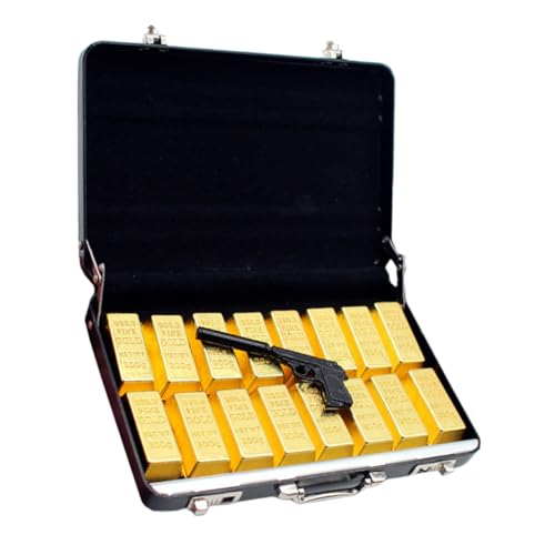 OFFIGAM 1 Satz Simulierter Koffer für Gepäck klein Puppe Mini-Modell mit goldenen Steinen Mini-Ziegel-Ornament Miniatur- Mini goldene Steine Ladenvitrinendekor Dekoration Harz von OFFIGAM