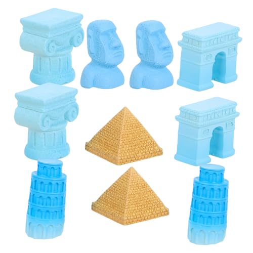 OFFIGAM 1 Satz Teiliges Resin Dekorationsset mit Schiefer Turm Moai Statue Triumphbogen und Römischer Säule für Puppenhäuser und Modelllandschaften von OFFIGAM