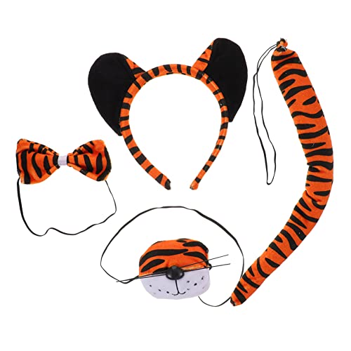 OFFIGAM 1 Satz Tiger Kostüm Set für Teiliges Set mit Tierohren und Fliege für Halloween Geburtstag und Karneval Niedliche Tiger Cosplay Requisiten für Unvergessliche von OFFIGAM