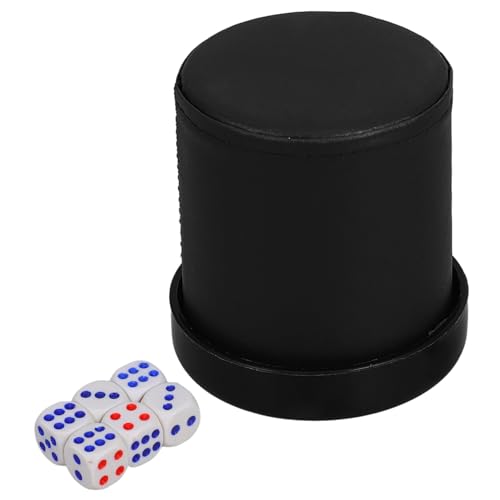 OFFIGAM 1 Satz Tragbarem Würfelbecher aus Kunstleder Geräuschreduzierender Würfelbecher mit Innenausstattung Würfeln und Deckel für Partys und Spieleabende von OFFIGAM