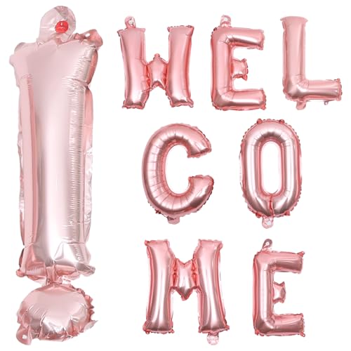 OFFIGAM 1 Satz Willkommen Ballon Folienballons Roségold für Schulfeiern und Partys Dekorative Luftballons für Innen und Außenanwendungen Leicht zu Montieren für Homecoming Feiern und von OFFIGAM