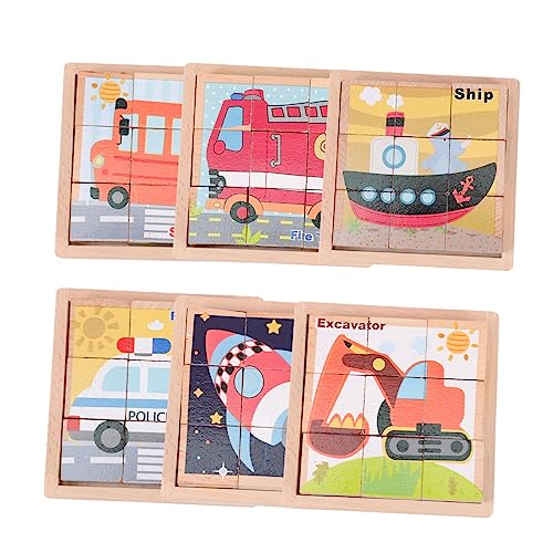 OFFIGAM 1 Satz sechsseitige Malbausteine Puzzle rätselbuch kinderpuzzle osterngeschenk osterleckereien Bildungsrätsel Kinderspielzeug Rätsel zum frühen Lernen Holz von OFFIGAM