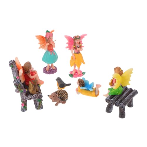 OFFIGAM 1 Set Blumenfee Ornament Feenfiguren Miniatur Gartenzubehör Miniaturfiguren Feendekor Mikrolandschaftsdekor Miniaturmöbel Gartenfeen Kunstharz von OFFIGAM