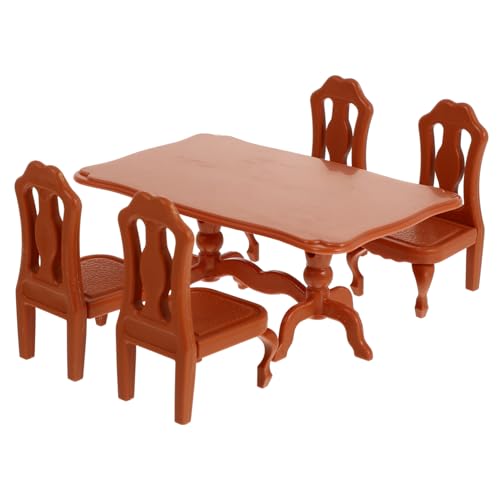 OFFIGAM 1 Set Esstisch Und Stuhl Modell Plastikstuhl Miniaturmöbel Kinderspielzeug Minimöbelmodell Mini Schreibtischmöbel Minitisch Mini Hauszubehör Pp Orange von OFFIGAM
