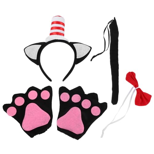 OFFIGAM 1 Set Katzenschwanz: Katzenkostüm-stirnband Mit Ohren – Leichte Tierhandschuhe, Schwanzfliege Für Halloween-partys Und Fotografie von OFFIGAM
