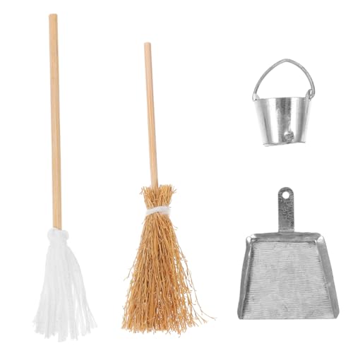 OFFIGAM 1 Set Miniatur Szenen Requisiten Kehrschaufel Besen Puppenhausmöbel Das Eimer Massenornamente Simulierter Mopp Miniatur Mopp Spielhaus Zubehör Mopp Miniatur von OFFIGAM