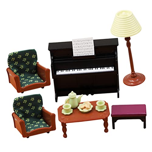 OFFIGAM 1 Set Sofa Klavier Teeservice Kindersofa Miniatur Musikinstrument Stehlampe Möbelzubehör Mikrolandschaftsmöbel Kindercouch Couches Minispielzeug Spielzeughaus Kunststoff von OFFIGAM