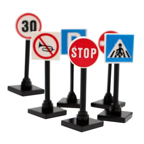 OFFIGAM 1 Set Puppenhaus-verkehrszeichen Miniatur-verkehrsstraßensperre Straßenspielzeugschilder Für Jungen Und Mädchen Realistisch Und Mit Bildern von OFFIGAM