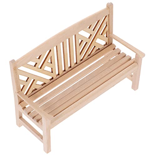 OFFIGAM Miniatur-Bank-Set Für Puppenhaus Maßstab 1:12 Mini-doppelstuhl Holzsimulationsmodell Mini-szenenmöbel von OFFIGAM