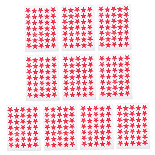 OFFIGAM 10 Blatt Pentagramm-Aufkleber Sterne-belohnungsaufkleber Sternaufkleber Für Kinderbelohnung Belohnungssternaufkleber Selbstklebende Sternaufkleber Rot von OFFIGAM