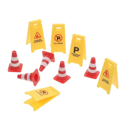 OFFIGAM 10 Stück Bauwarnschildmodell Fliesen Aufkleber Ampel knallt Jungs Straßenschilder verkehrsschilder Verkehrszeichen Modell Verkehrsspielzeug Mini-Verkehrskegel Kinderspielzeug Abs von OFFIGAM