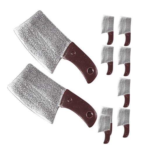 OFFIGAM 10 Stück Mini Küchenmesser Mini Lebensmittel Puppenhaus Miniaturen Babypuppen Zubehör Puppenbett Puppenhaus Mini Nudelholz Spielzeughaus Puppenhaus Möbel Silberharz von OFFIGAM