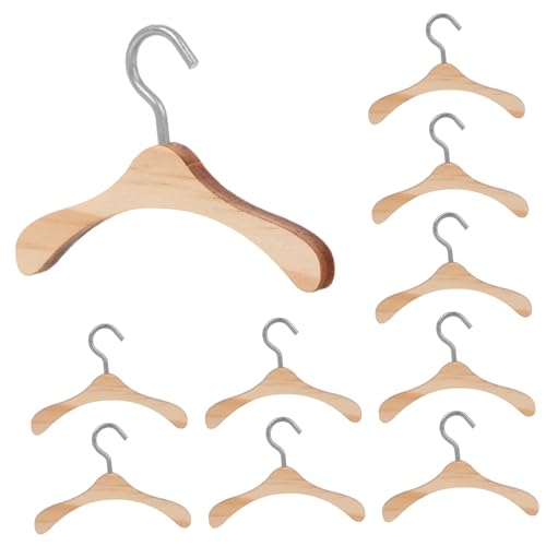 OFFIGAM 10 Stück Mini- -kleiderbügel, Simulations-kleiderbügel, Kleine Kleiderbügel, Hängende Kleiderbügel, Mini-Holz-kleiderbügel Für Puppenkleidung, Puppenhaus-Ornamente von OFFIGAM