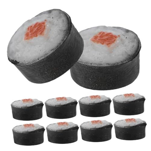 OFFIGAM 10 Stück Miniatur-Sushi-Spielzeug Für Puppenhaus, Künstliche Lebensmittel, Realistische Onigiri, Gefälschte Dessert-Simulation, Reisrollen-Modelle Für Japanische von OFFIGAM