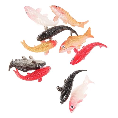 OFFIGAM 10 Stück Puppenhaus-Modell krabbelndes Babyspielzeug Frosch Modellfisch Mini-Zubehör Tank Pole Kinderzimmer Dekoration Fische gefälschter simulierter Fisch Plastik von OFFIGAM