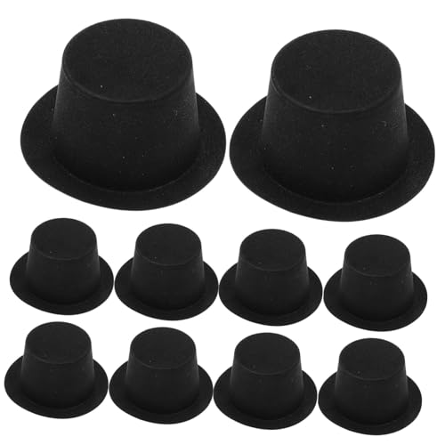 OFFIGAM 10 Stück Puppenhausdekoration weihnachtsbasteln Weihnachtsdeko Weihnachtsornamente Dekorativ Minihüte zum Basteln Kind Haar-Fascinator-Mütze Weihnachtsschneemannmütze Plastik Black von OFFIGAM