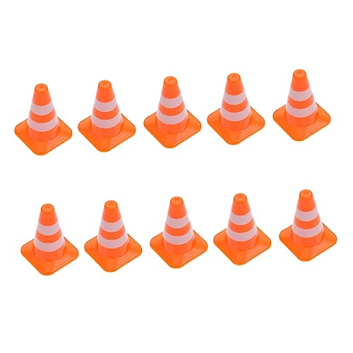 OFFIGAM 10 Stück Sandtischverzierungen Zapfen Kleine Sicherheitskegel Simulation Straßenkegel Simulation Von Verkehrszeichen Mini-straßensperren Lehrmittel Plastik Orange von OFFIGAM