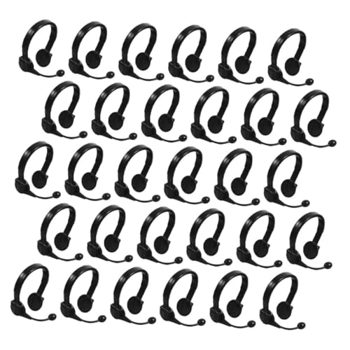 OFFIGAM 100 Stück Kreatives Kleines Gelbes Enten-Headset Dolly Puppe Miniatur Simulation Headset Prop Ankleidebeschläge Gefälschter Kopfhörer Headset-Dekoration DIY Zubehör Black Plastik von OFFIGAM