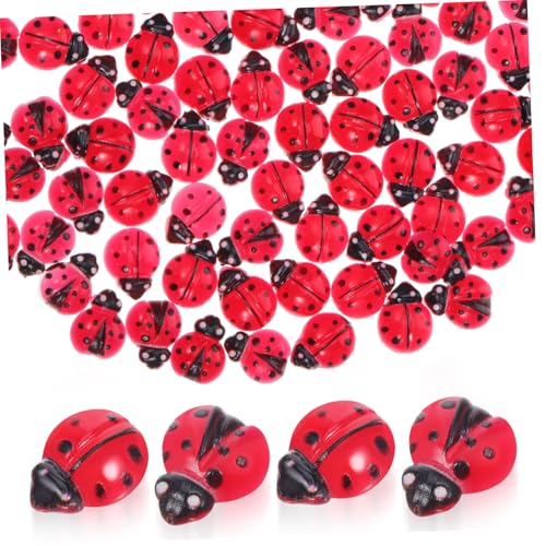 OFFIGAM 100St Kleiner Insektenmarienkäfer für Garten Mini-Marienkäfer zum Basteln Marienkäfer-Statuen Marienkäfer-Gastgeschenke Mini-Marienkäfer-Modell Plastik von OFFIGAM
