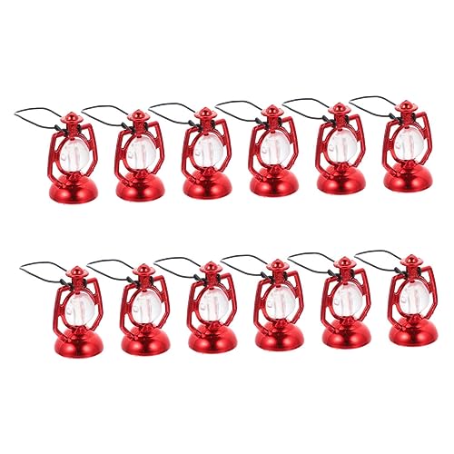 OFFIGAM 12 Stück Kerosinlampen-puppenhaus Laternen Miniatur-puppenhaus-Wohnung Puppenhauslaterne Winzig Kernstück Solar- Anlage Miniatur-puppenhauszubehör Puppenhaus-mini-Sofa Rot Plastik von OFFIGAM