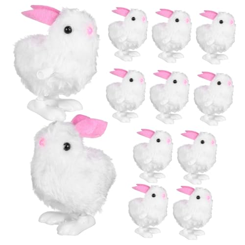OFFIGAM 12 Stück Plüschtier Kleiner Hase Geburtstag Hüpfender Hase Hüpfendes Hasenspielzeug Plüschhasen Hasenspielzeug Aufziehen Kleiner Ausgestopfter Hase Uhrwerk-hase Kaninchen Plastik von OFFIGAM