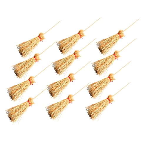 OFFIGAM Realistisches Mini-Besen-Set Für Jungen Und Mädchen 12-teiliges Spielzeugbesen-Set Für Puppenhäuser Und Halloween-Dekorationen von OFFIGAM