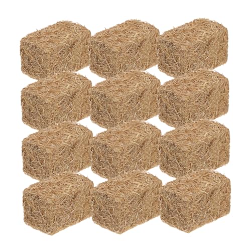 OFFIGAM 12Stücke Heuballen Faux Heu Deko für Mini Häuser Garten Zubehör für Mikroszenendekoration Holzmaterial DIY Projekte von OFFIGAM