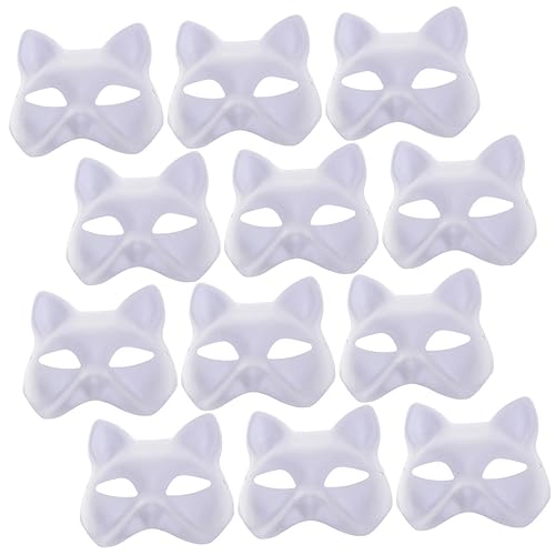 OFFIGAM 12Stücke Teiliges DIY Katzenmaske für Halloween Handmalermaske für Cosplay Party Bühnenaufführung Kreative Requisiten für Unvergessliche von OFFIGAM