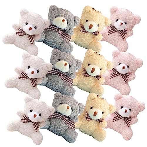 OFFIGAM 12Stücke Teiliges Plüschbären Schlüsselanhänger Weiche Tierplüschpuppen mit Cartoon Design für Taschen und Rucksäcke Langlebig und Süß Dekoration oder von OFFIGAM
