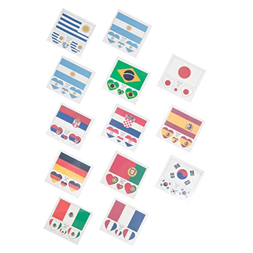 OFFIGAM 13 Sets Flaggenaufkleber Zarte Flaggenaufkleber Gesichtsaufkleber Dekore Flaggendruckaufkleber DIY Gesichtsaufkleber Flaggenaufkleber Dekoraufkleber von OFFIGAM