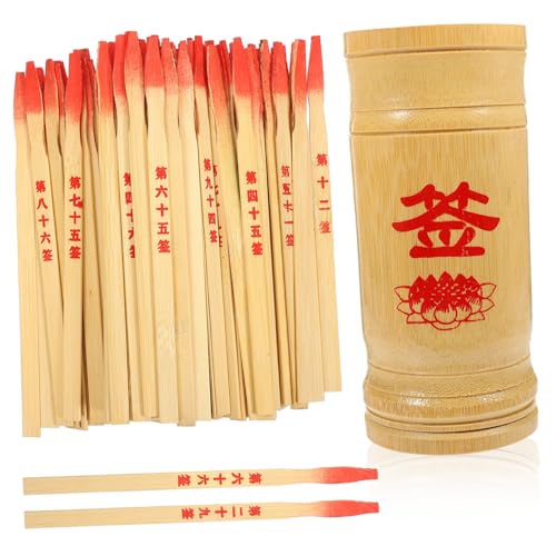 OFFIGAM 1Satz Chinesischen Wahrsage Stäben aus Bambus und Eimer Traditionelles Geschicklichkeitsspiel für Wahrsagerei und Unterhaltung Robuste Langlebige Requisiten mit Glatter von OFFIGAM