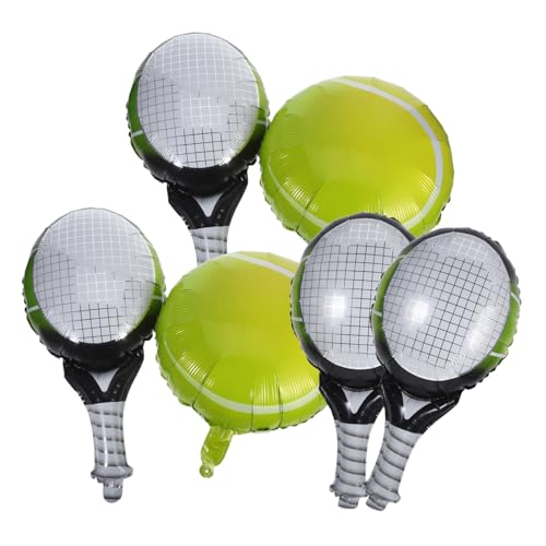 OFFIGAM 1Satz Tennisball und Schläger Luftballons Tennisbälle Tennisschläger für Geburtstagsfeiern und Sport Partys Langlebige Folienballons mit Vorgebohrten Löchern von OFFIGAM