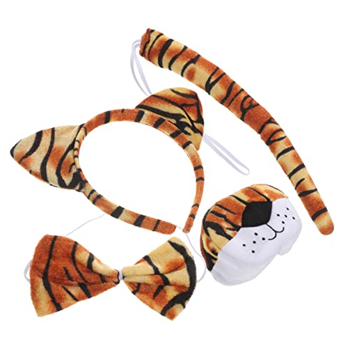 OFFIGAM 1Satz Tiger Kostümset für Teiliges Set mit Stirnband Fliege Nase und für Tiger Cosplay und Themenpartys Bequemes Design für Stundenlangen Tragekomfort von OFFIGAM