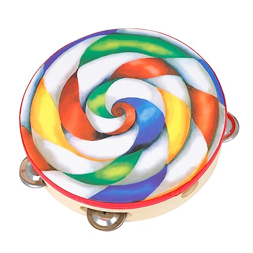 OFFIGAM 1Stück Handgehaltenes Tamburin mit Lollipop Muster Handtrommel für Farbenfroh Perfektes Musikinstrument Musikalität und Hörfähigkeiten von OFFIGAM