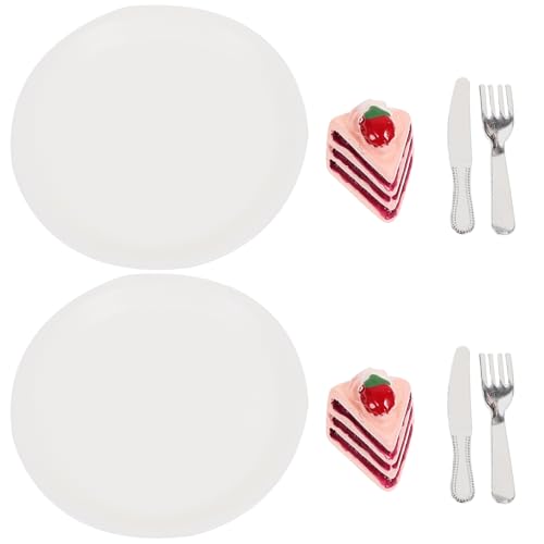 OFFIGAM 2 Sätze Mini-kuchenteller Mini-dessertkuchen- Miniatur-kuchendessert Gefälschtes Kuchenmodell Miniatur-dessertkuchen Simulierter Minikuchen Mini- -küchenzubehör Rosa Harz von OFFIGAM