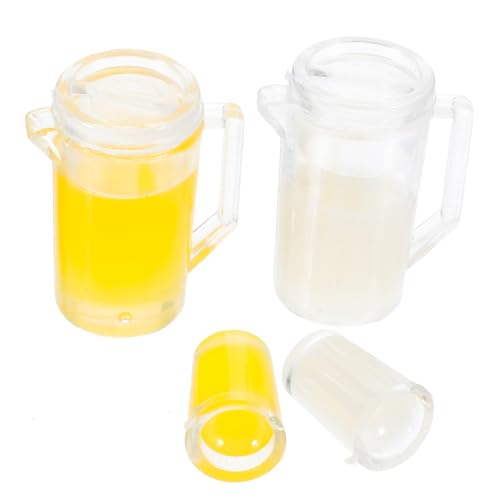 OFFIGAM 2 Sätze Puppenstubengetränk künstlich Saftflasche wiederverwendbar Mini-Tassen gefälscht Miniatures miniaturmodelle wasserkocher Puppenhaus Krugbecher Puppenhauskrug Plastik von OFFIGAM